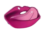 Red lips with playful tongue icon, solid red (#d23f2c), no background box, fully transparent canvas, minimal flat vector.